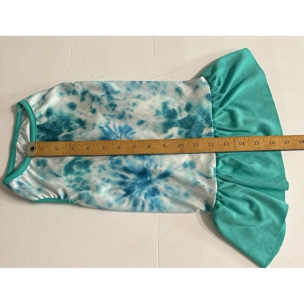 Dog Tie Dye Blue & Mint Swim Suit Shirt (Small/Medium)